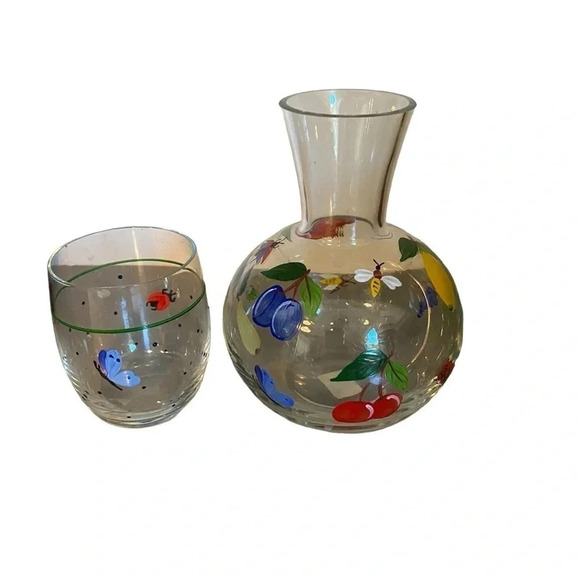Royal Danube hand painted crystal tumble up bedside water carafe set - Picture 2 of 10
